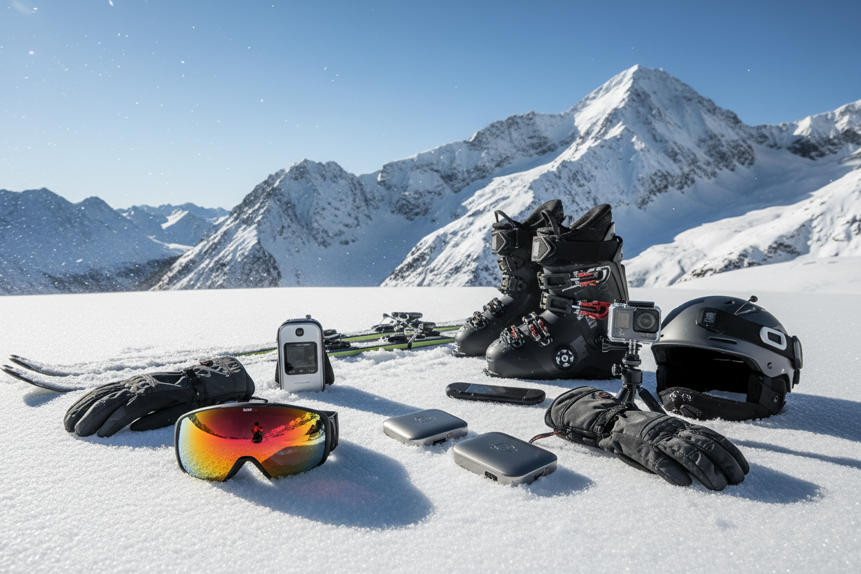 image de gadget avec en fonction des montagnes et de la neige ambiance ski